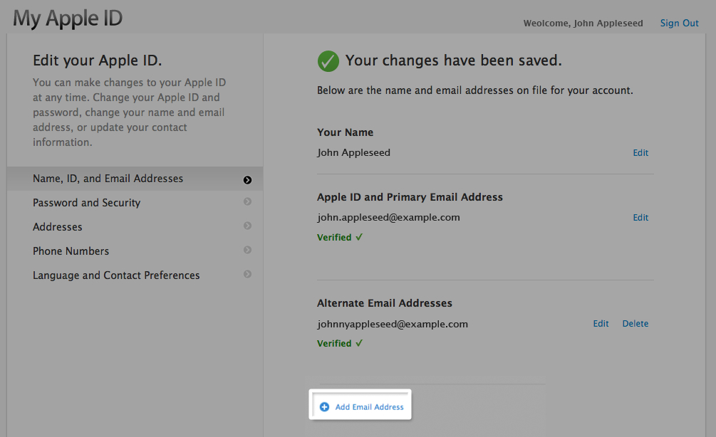 Manage your Apple ID primary, rescue, alternate, and notification email