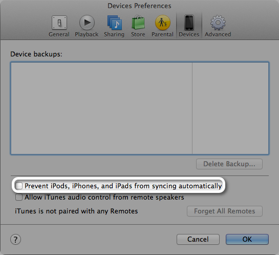 device preferences