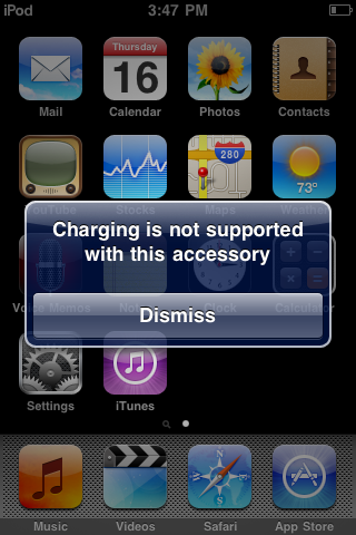 Charging is not supported with this accessory | flyingpenguin