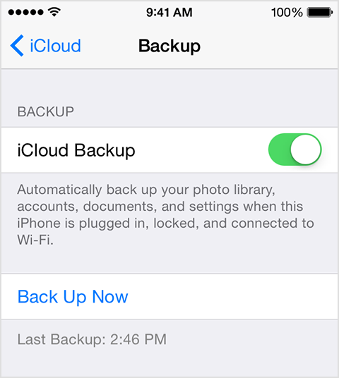 Impostazioni del backup iCloud