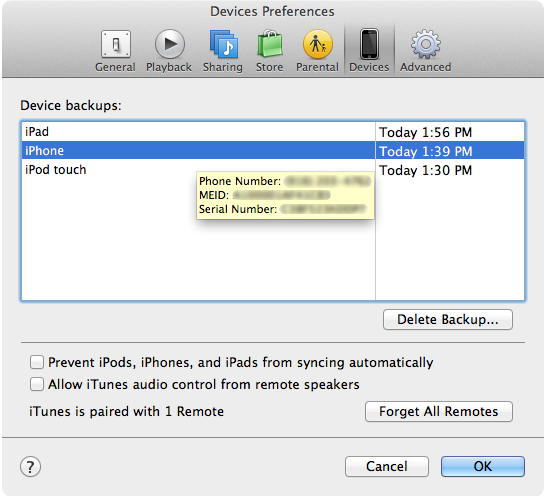 iTunes Devices showing iPad Wi-Fi + 3G info