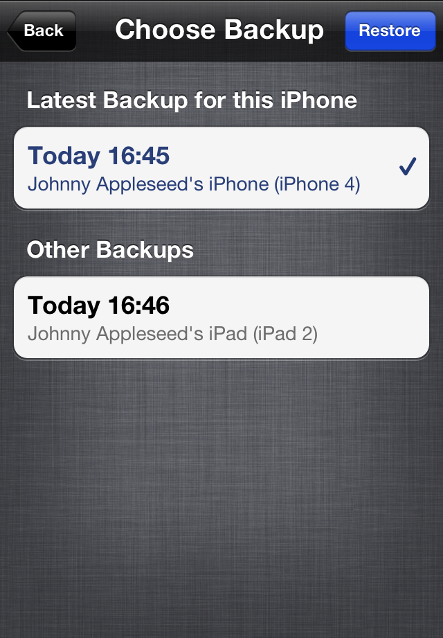 Choose Backup