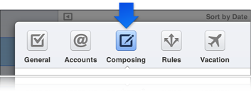 Image of the Composing button in iCloud Mail preferences