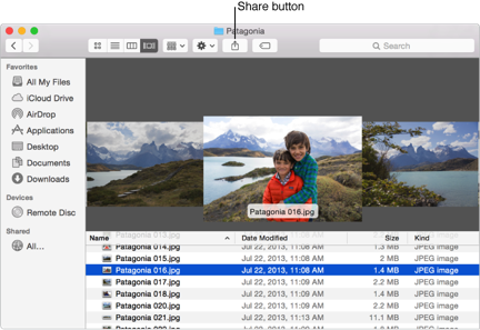 Share button in a Finder window toolbar