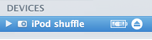 iPod shuffle in the list of devices