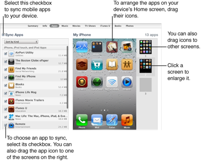 Picture of interface for syncing apps in iTunes