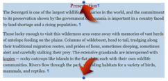 Image of multiple paragraph selection