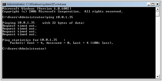 unsuccessful ping test on Windows
