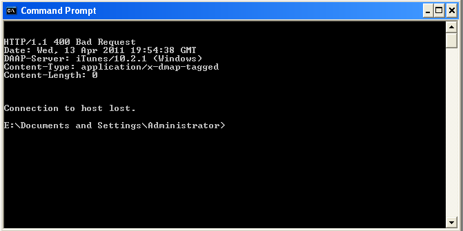 Windows telnet success message