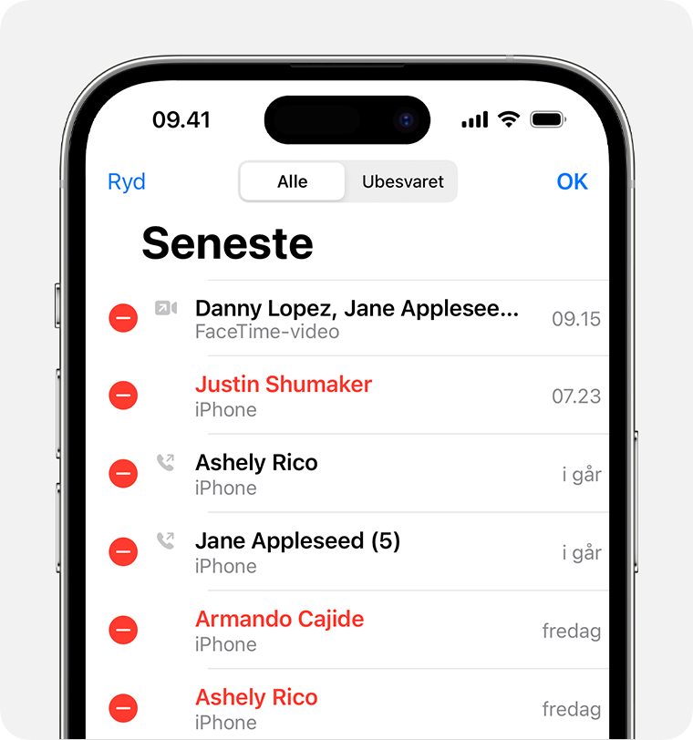 Visning Og Sletning Af Opkaldshistorik P Iphone Apple Support Dk