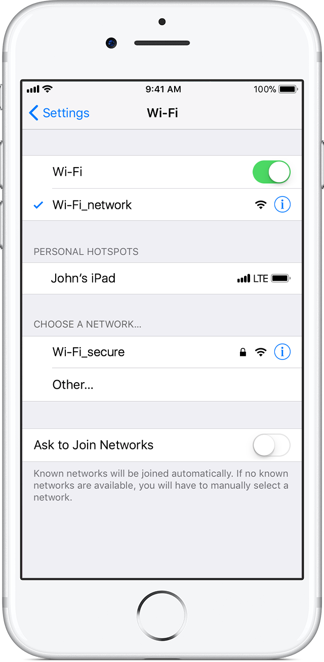 Connect to Wi-Fi on your iPhone, iPad, or iPod touch - Apple Support