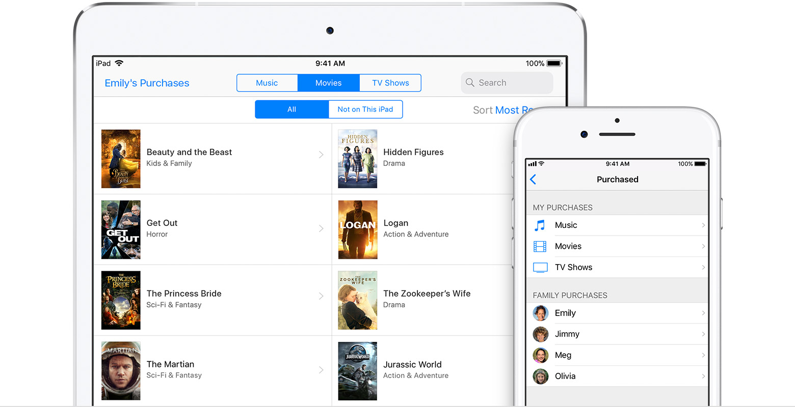 Share iTunes, iBooks, and App Store purchases with Family Sharing