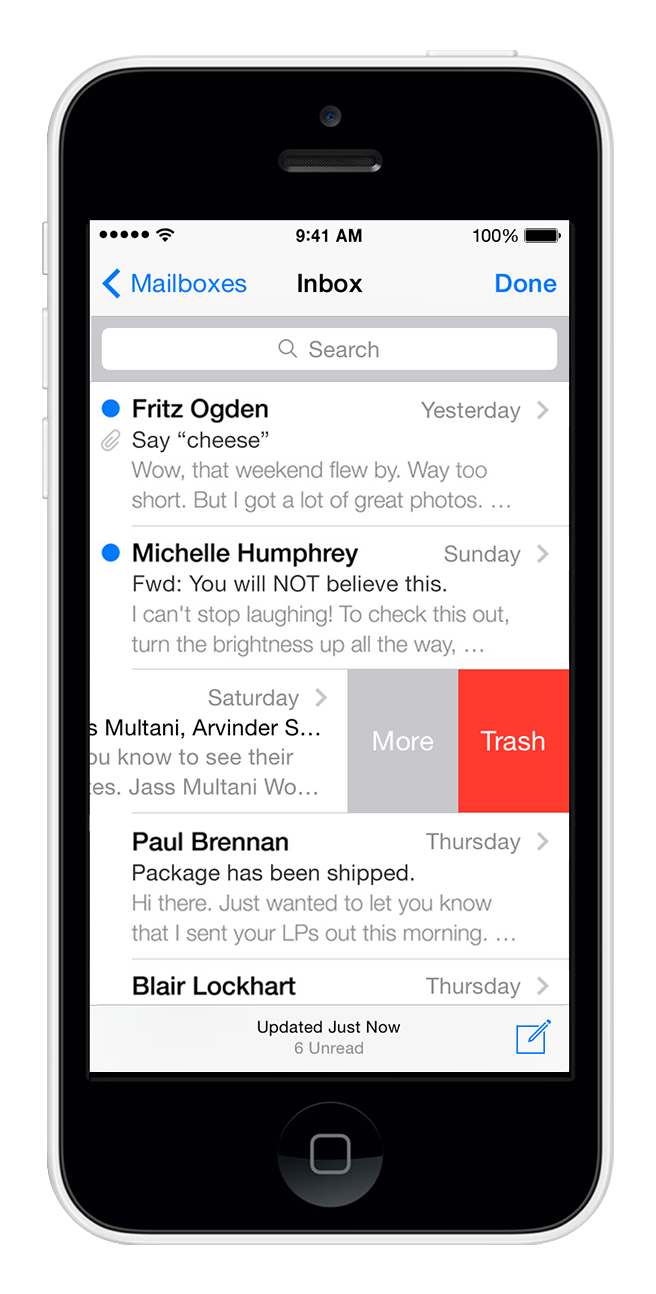 Delete a message in Mail on your iPhone