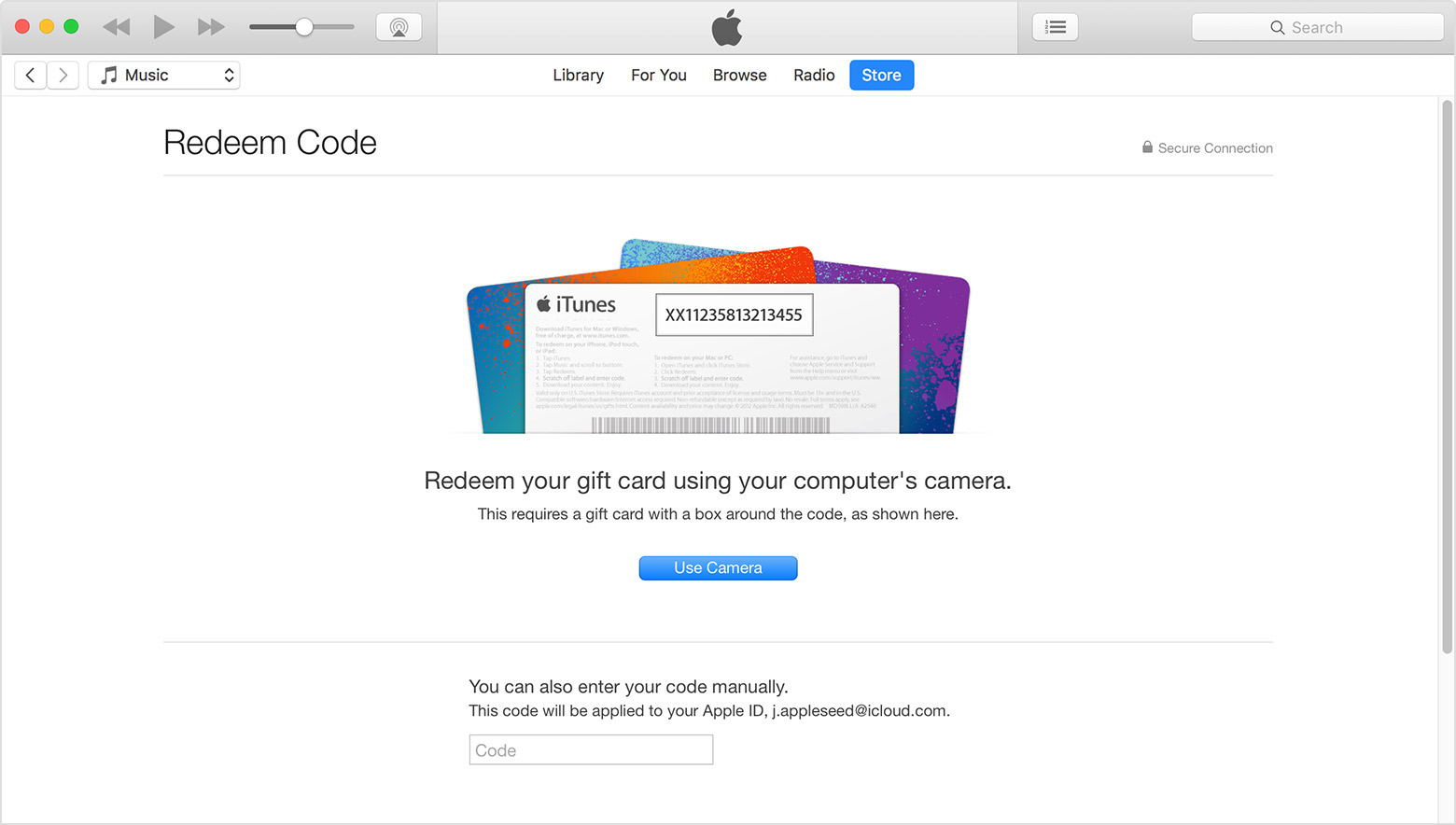 Redeem iTunes or Apple Music Gift Cards and content codes