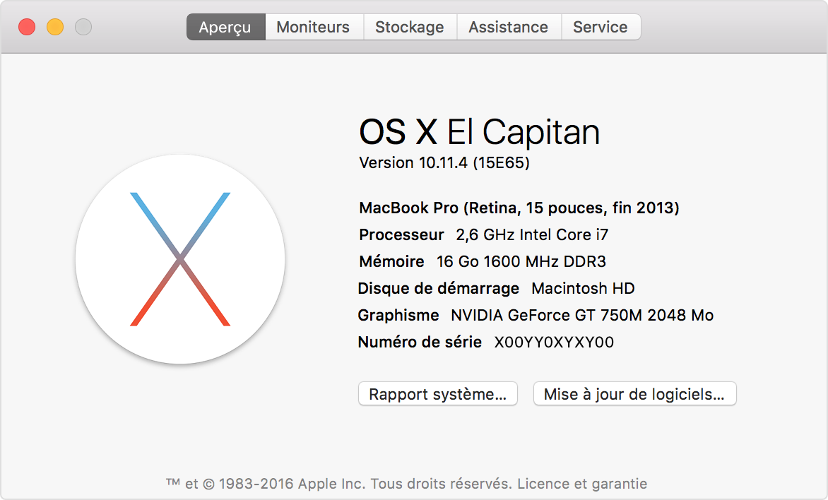 Localisation du nom de modèle et du numéro de série de votre Mac Assistance Apple