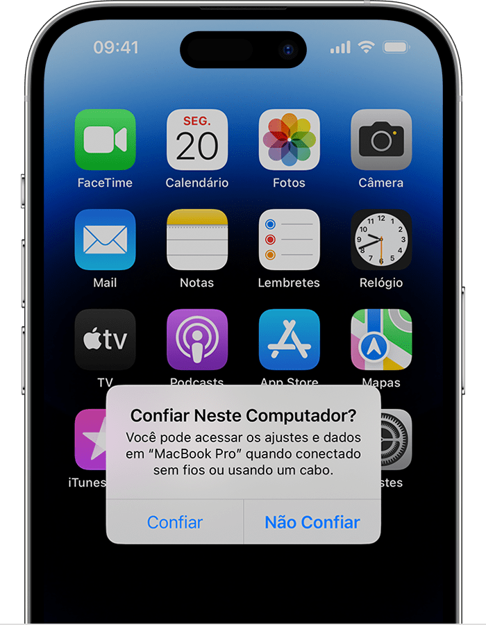 Tela do iPhone mostrando o alerta 