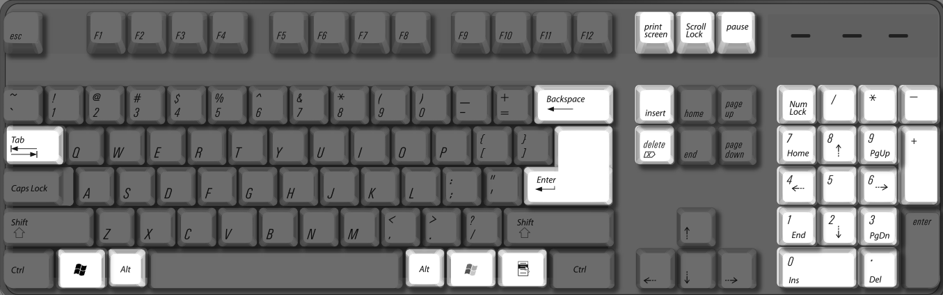 Semua tombol keyboard PC (abu-abu)