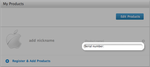 Serial number in My Support Profile