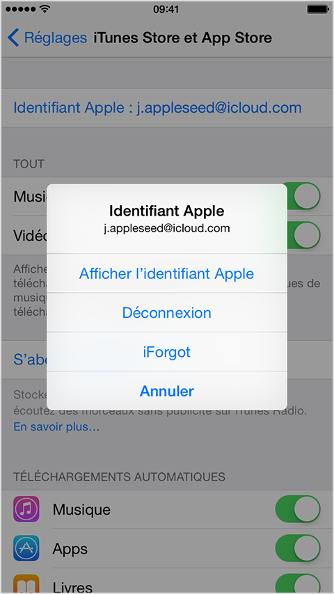 comment modifier identifiant apple sur ipad