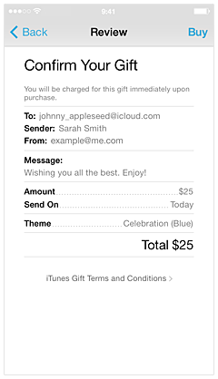 iTunes : envoi de cadeaux iTunes - Assistance Apple (FR)