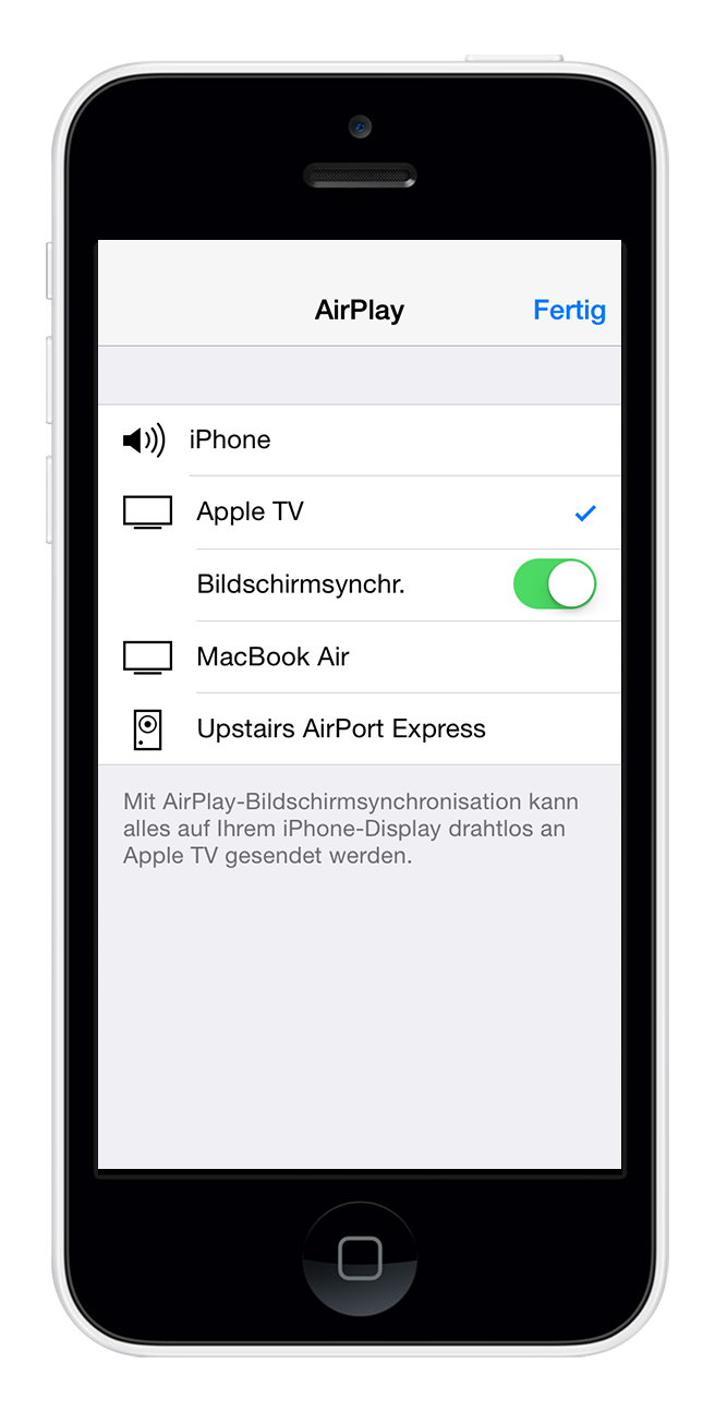 Airplay Bildschirmsynchronisation