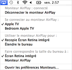 propos de la recopie vidéo AirPlay sous OS X