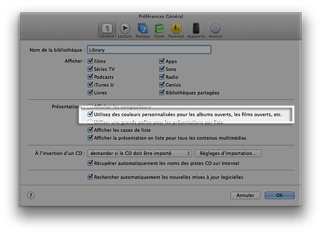 Couleurs personnalis&eacute;es pour l&rsquo;affichage