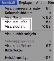 visa d&ouml;lj statusf&auml;lt och sidof&auml;lt