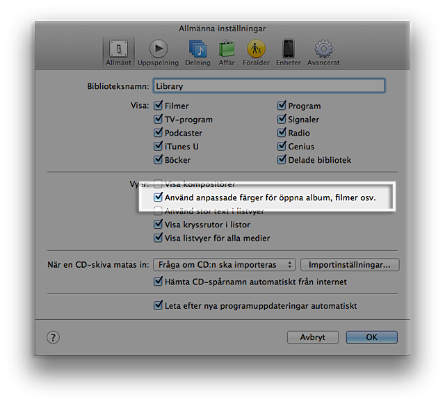 visa anpassade f&auml;rger
