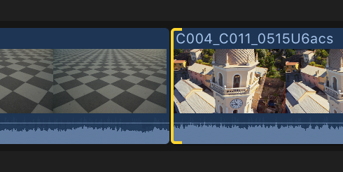 Startpunkt eines in der Timeline ausgewählten Clips