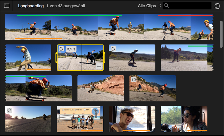 iMovie für Mac: Auswählen von einem oder mehreren Clips (DE)