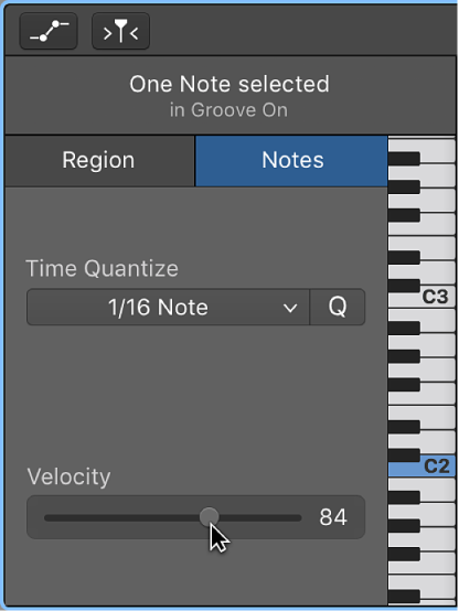 Garageband For Mac Edit Notes In The Piano Roll Editor - editing note velocity in the piano roll editor