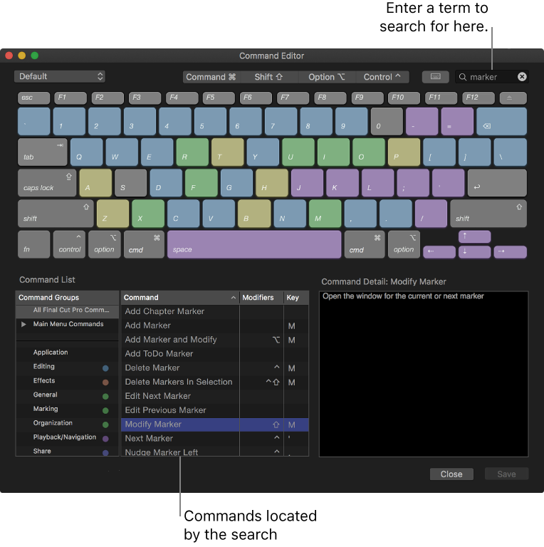 zoom out final cut pro key command
