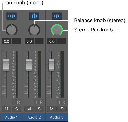 Logic Pro X Set channel strip pan or balance positions