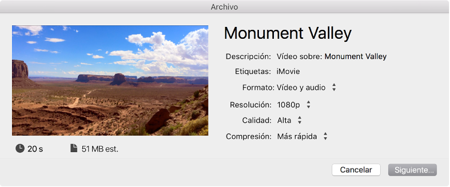 Cuadro de diálogo para compartir archivo