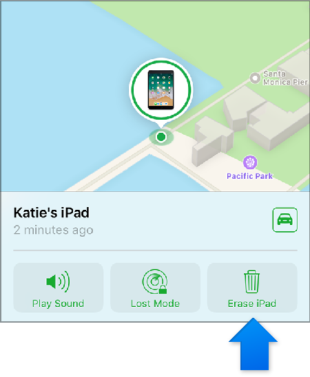 Find my iPhone: Menghapus konten perangkat Anda (ID)