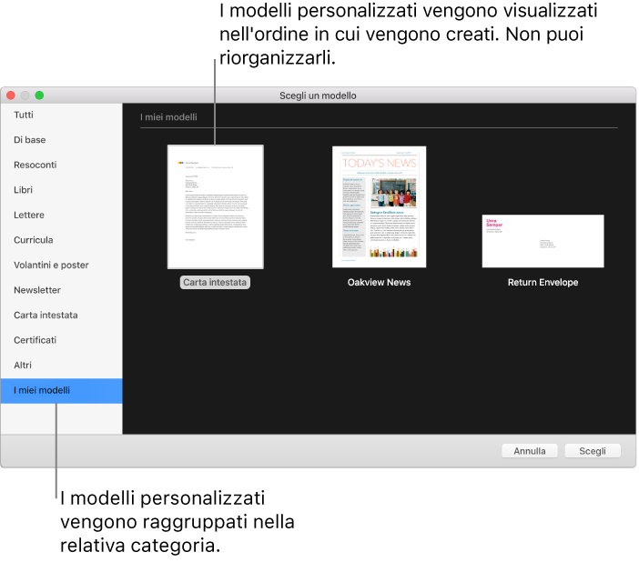 Pages per Mac: Installare e gestire i modelli di Pages (IT)