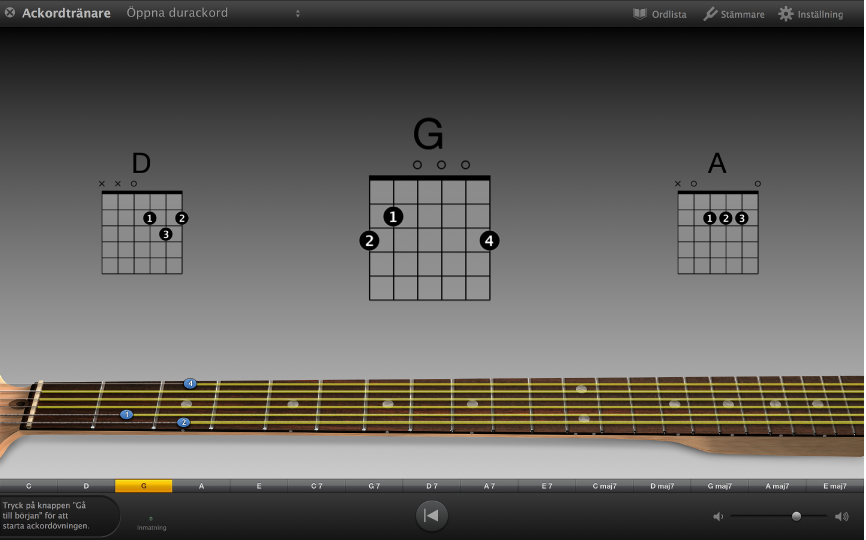 GarageBand för Mac: Öva på gitarrackord