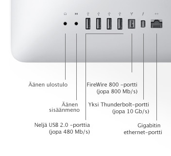 iMac (21,5-tuumainen, vuoden 2011 puoliväli) - Tekniset tiedot (FI)