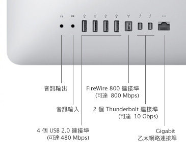 iMac (27 英吋, 2011 年中) - 技術規格(台灣)