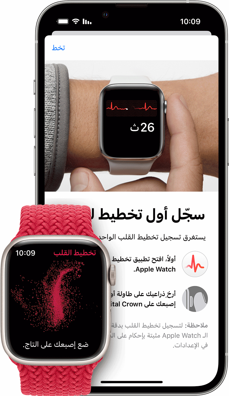إجراء تخطيط كهربية القلب (ECG) باستخدام تطبيق ECG على Apple Watch - Apple  الدعم (JO)