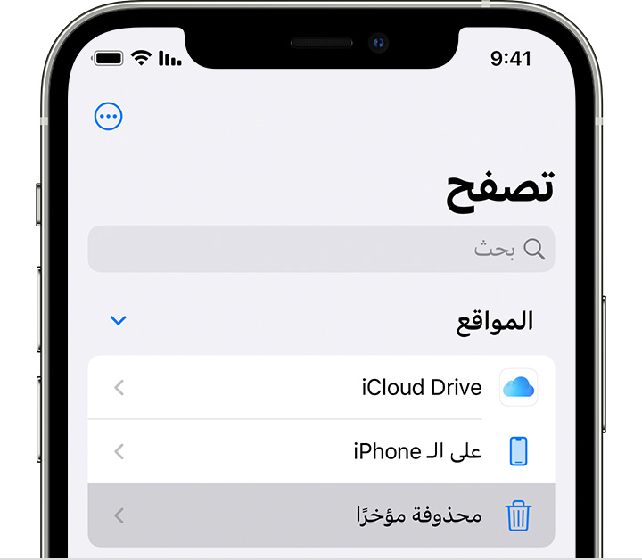 احذف ملفًا أو استرجع ملفًا قمت بحذفه من تطبيق "الملفات" - Apple الدعم  (الإمارات)