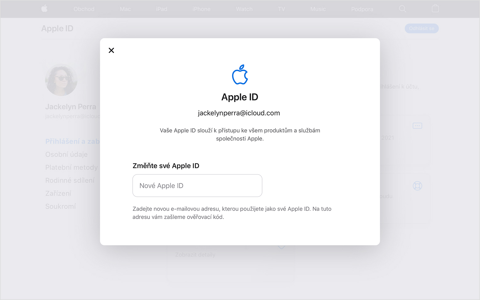 Změna Apple ID - Podpora Apple (CZ)