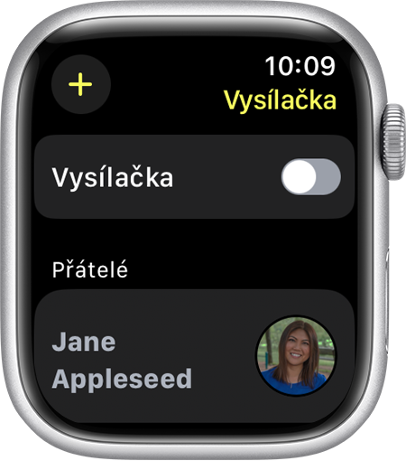 Apple Watch zobrazující aplikaci Vysílačka 