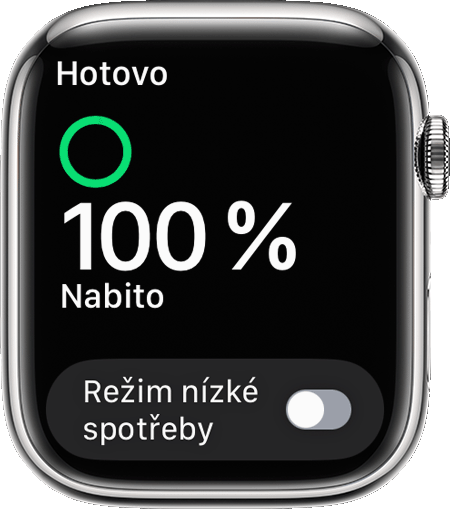 Apple Watch zobrazující úroveň nabití