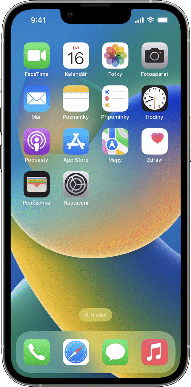 GIF iPhonu zobrazující otevření Ovládacího centra přejetím prstem dolů z pravého horního rohu obrazovky, výběr tlačítka AirDrop a změnu možností příjmu AirDropu.