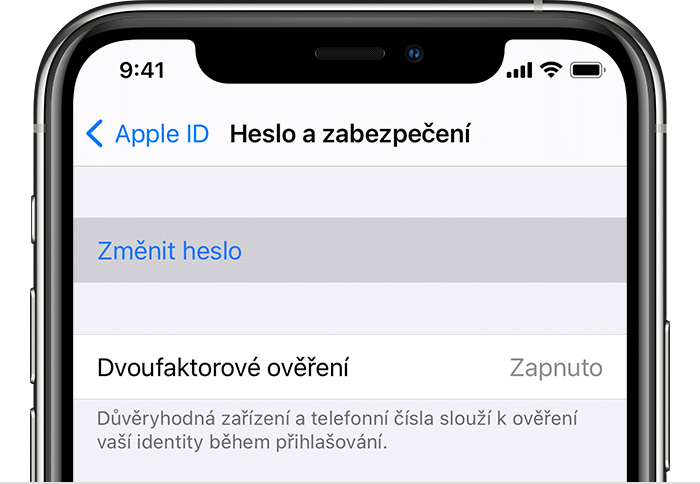 Jak si změnit heslo k Apple ID - Podpora Apple