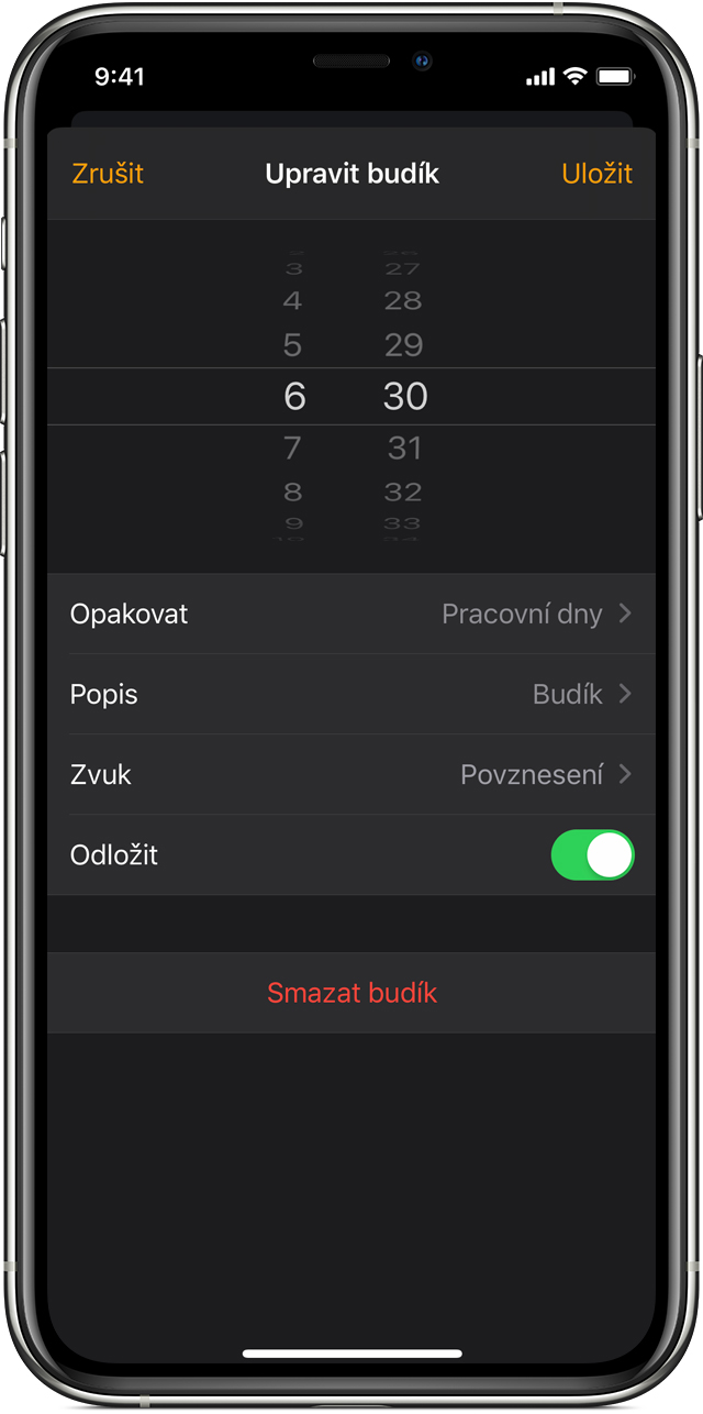Nastavení a správa budíků na iPhonu Podpora Apple