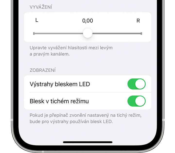 Nastavení upozornění LED bleskem na iPhonu nebo iPadu - Podpora Apple (CZ)