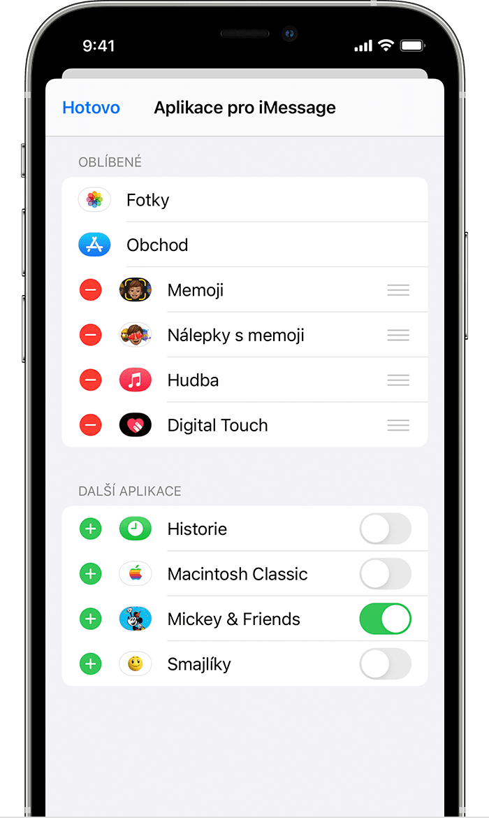 iPhone předvádějící, jak odebrat nebo přidat aplikace pro iMessage